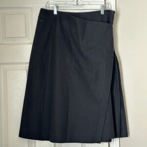 Garnet Hill Black Midi Wrap Skirt
